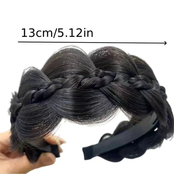 1pc non slip wide brimmed braid wig new cut hair hoop Dark brown - Picture 3 of 6